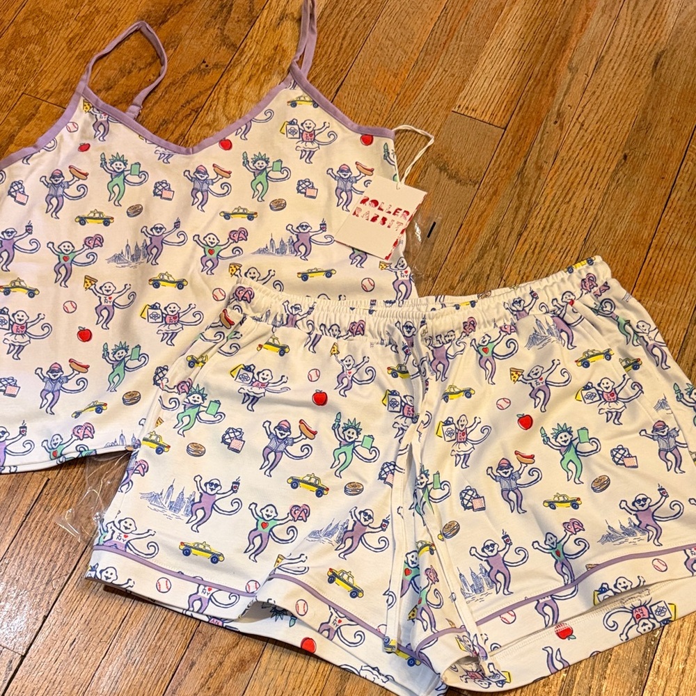 Roller Rabbit NYC print exclusive Mischa Pajama Set in Lavender Trim